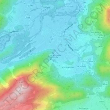 Mapa topográfico Hamprechtsau, altitud, relieve