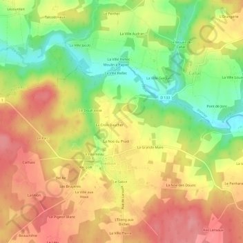 Mapa topográfico Bauvais, altitud, relieve