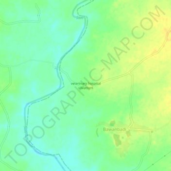 Mapa topográfico veterinary hospital vilvattom, altitud, relieve