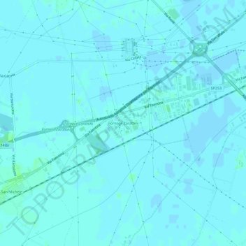 Mapa topográfico Fornace Zarattini, altitud, relieve
