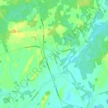 Mapa topográfico Foxboro, altitud, relieve
