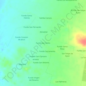 Mapa topográfico Fundo San Isidro, altitud, relieve
