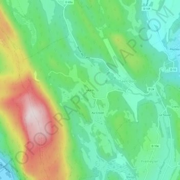 Mapa topográfico Veyrin, altitud, relieve