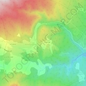 Mapa topográfico Chapelet, altitud, relieve