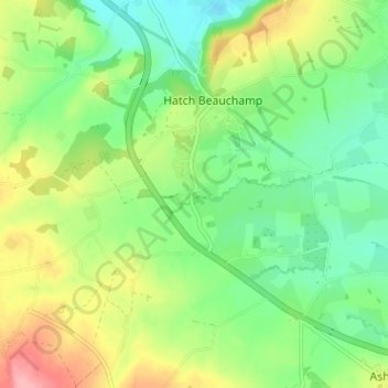 Mapa topográfico Hatch Green, altitud, relieve