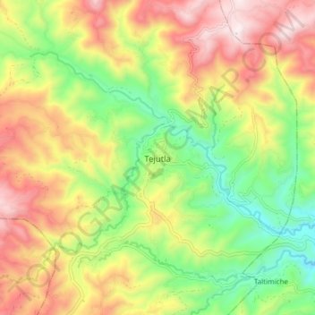 Mapa topográfico Tejutla, altitud, relieve
