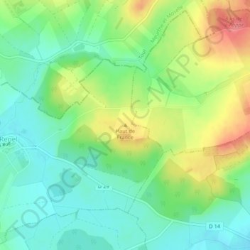 Mapa topográfico Haut de France, altitud, relieve