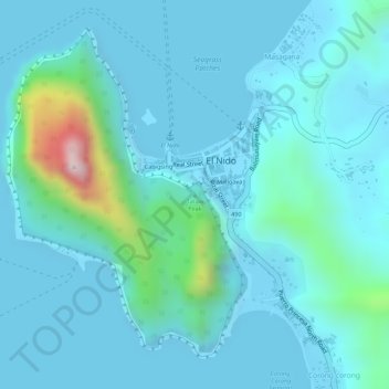 Mapa topográfico Taraw Peak, altitud, relieve