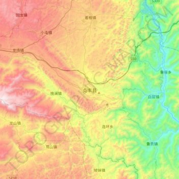 Mapa topográfico 贞丰县, altitud, relieve