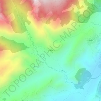 Mapa topográfico Vacca, altitud, relieve