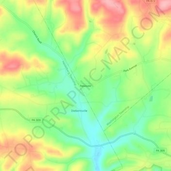 Mapa topográfico Newside, altitud, relieve