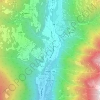 Mapa topográfico Crodo, altitud, relieve