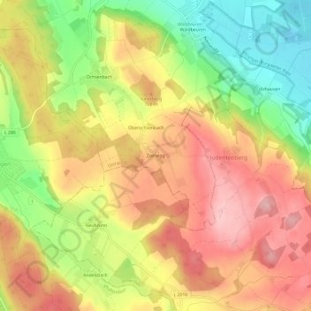 Mapa topográfico Zoznegg, altitud, relieve