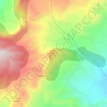 Mapa topográfico Molino Alto, altitud, relieve
