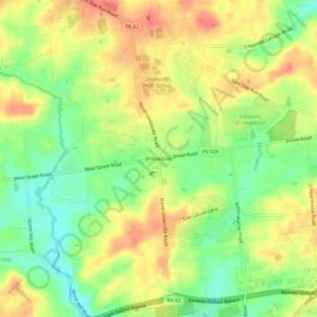 Mapa topográfico Willowdale, altitud, relieve