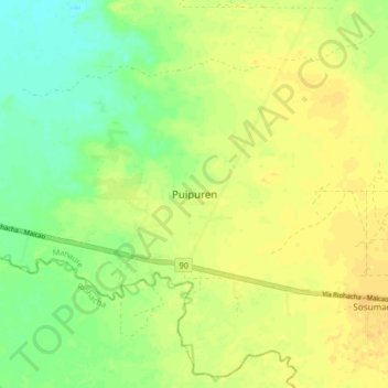 Mapa topográfico Puipuren, altitud, relieve