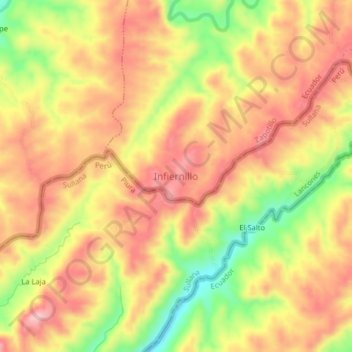 Mapa topográfico Infiernillo, altitud, relieve