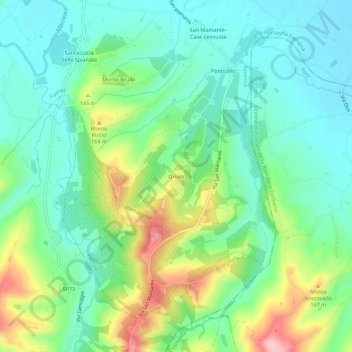 Mapa topográfico Oriolo, altitud, relieve