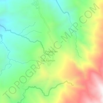 Mapa topográfico Poblacion, altitud, relieve