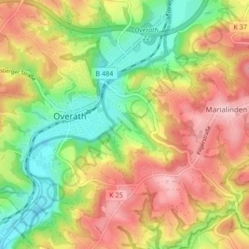 Mapa topográfico Wasser, altitud, relieve
