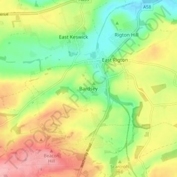Mapa topográfico Bardsey, altitud, relieve