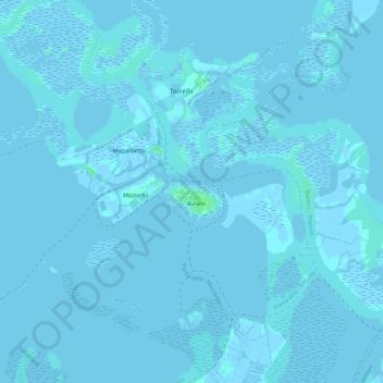 Mapa topográfico Burano, altitud, relieve