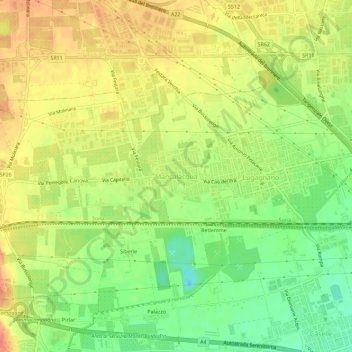 Mapa topográfico Mancalacqua, altitud, relieve