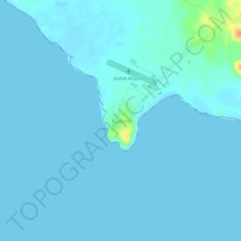 Mapa topográfico Kubin, altitud, relieve