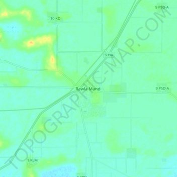 Mapa topográfico Rawla Mandi, altitud, relieve