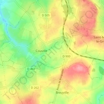 Mapa topográfico La Perrelle, altitud, relieve