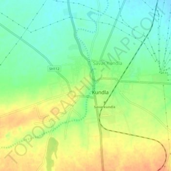 Mapa topográfico Savarkundla, altitud, relieve