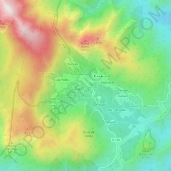 Mapa topográfico Pianiccia, altitud, relieve