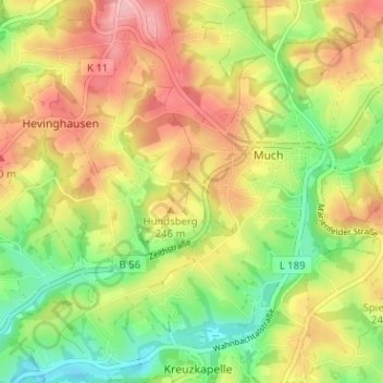 Mapa topográfico Hohr, altitud, relieve