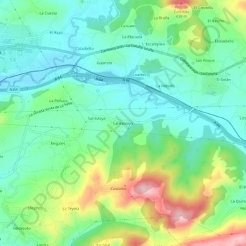 Mapa topográfico Santa Eulalia, altitud, relieve