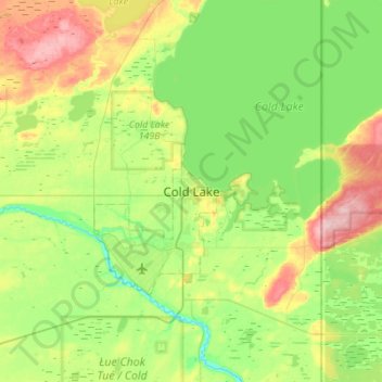 Mapa topográfico Cold Lake, altitud, relieve