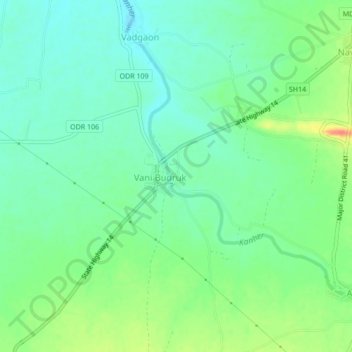 Mapa topográfico Malane, altitud, relieve