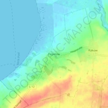 Mapa topográfico Pepelow, altitud, relieve