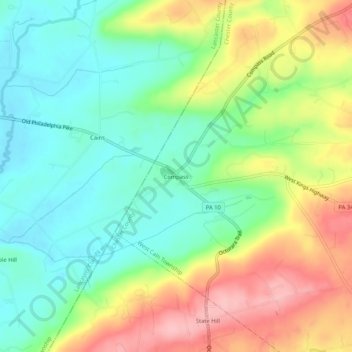 Mapa topográfico Compass, altitud, relieve