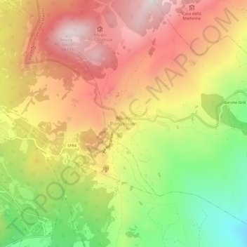 Mapa topográfico Pietransieri, altitud, relieve
