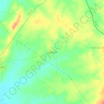 Mapa topográfico Sabanal, altitud, relieve