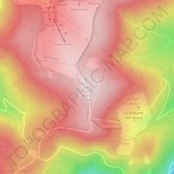 Mapa topográfico Champ du Feu, altitud, relieve