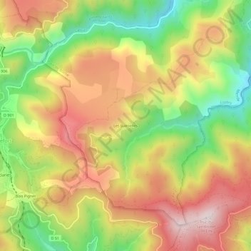 Mapa topográfico Les Balmelles, altitud, relieve