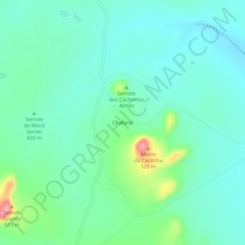 Mapa topográfico Chafariz, altitud, relieve