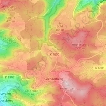 Mapa topográfico Hörschhof, altitud, relieve