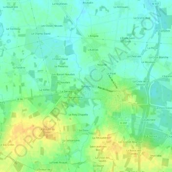 Mapa topográfico Boisdon, altitud, relieve