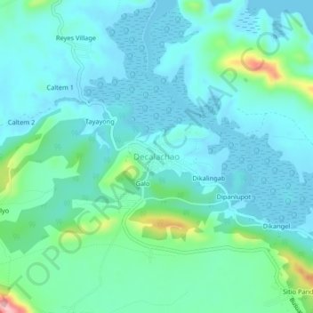 Mapa topográfico Decalachao, altitud, relieve