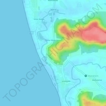 Mapa topográfico MDR18, altitud, relieve
