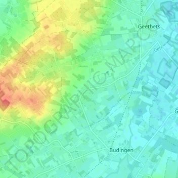 Mapa topográfico Glabbeek, altitud, relieve