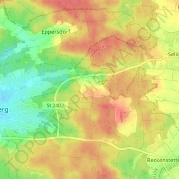 Mapa topográfico Reckenricht, altitud, relieve