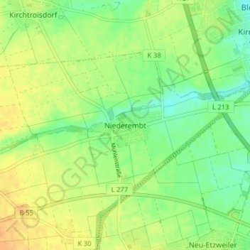 Mapa topográfico Niederembt, altitud, relieve